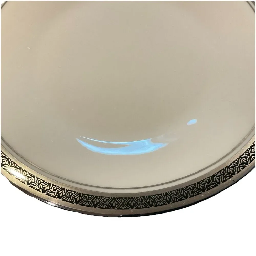 Set Of 5 Franciscan INDIGO Bread Butter Plates 6 1/4” Black Silver Rim USA 1970s